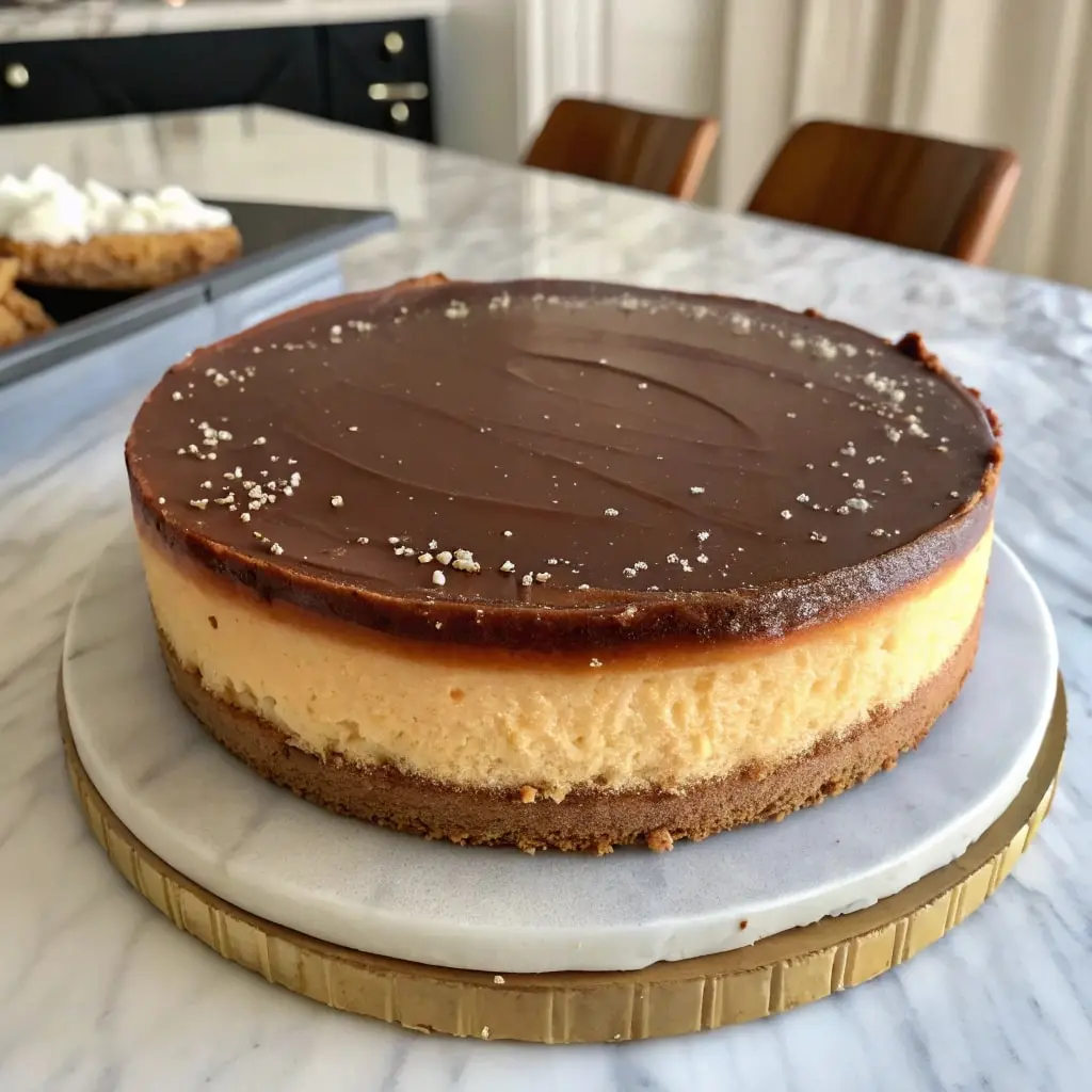 Millionaire Cheesecake with caramel and chocolate ganache