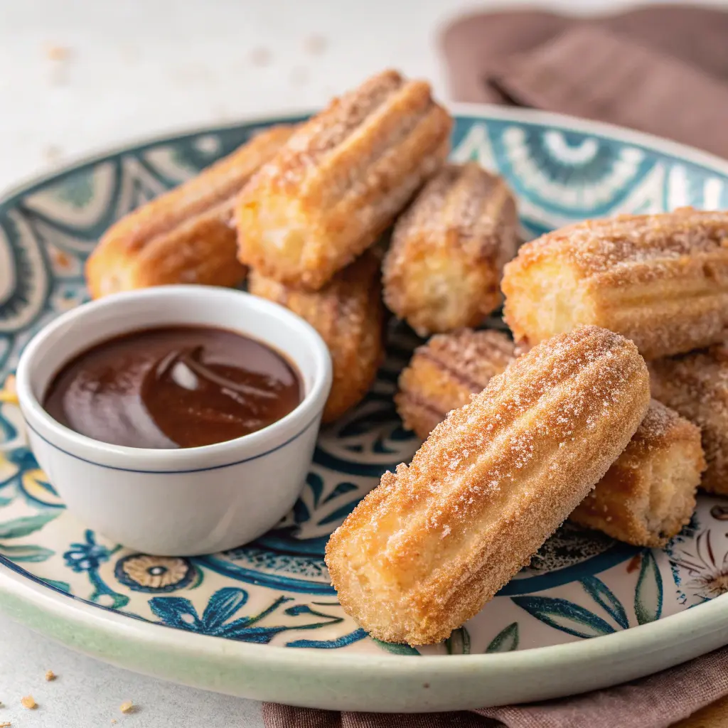 Freshly made churros poppers with cinnamon sugar and chocolate dip.