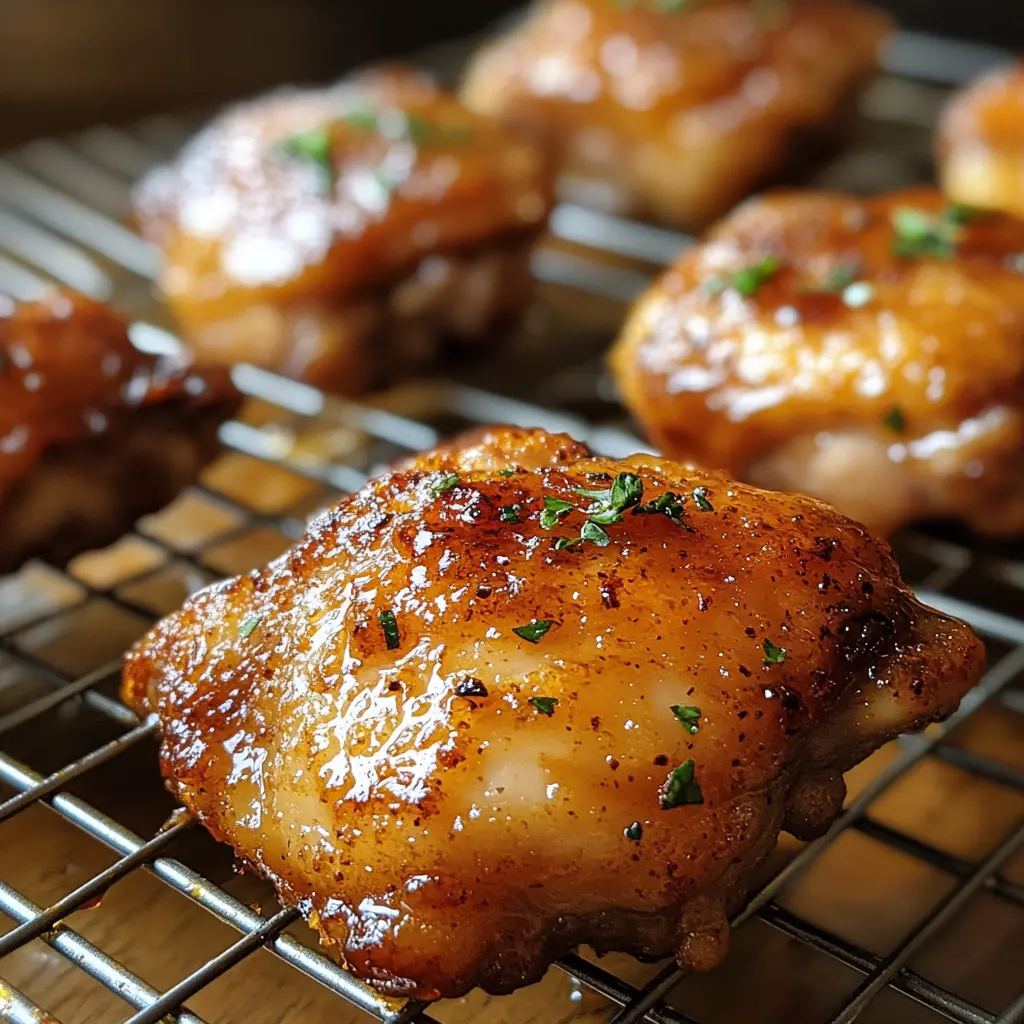 Baked crunchy hot honey chicken on wire rack