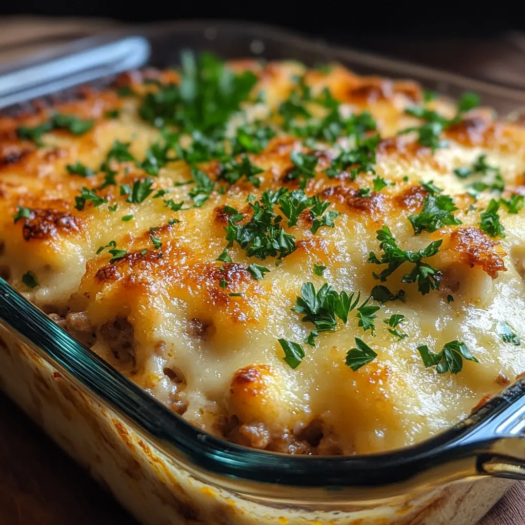 Ground turkey casserole recipe with melted cheese