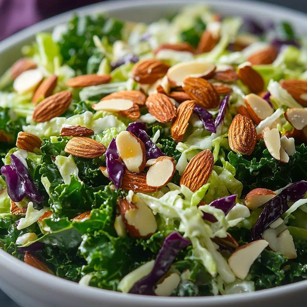 Chick-fil-A Kale Salad Recipe with kale, cabbage, and almonds.