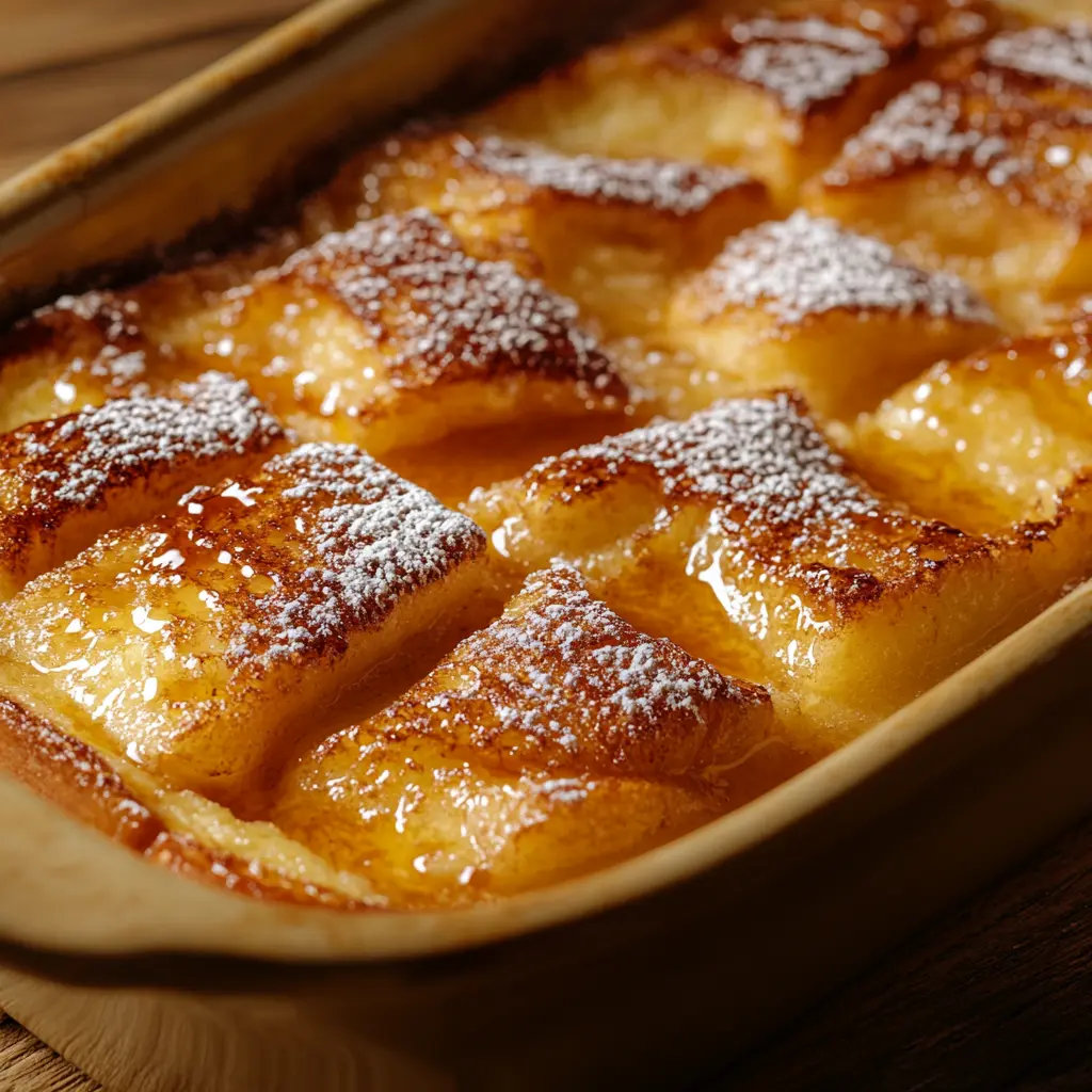 Overnight Crème Brûlée French Toast with caramelized sugar topping